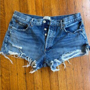 Agolde Distressed Blue Jean Shorts